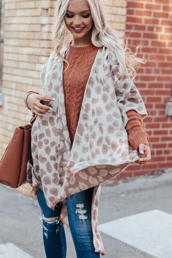 Layers Of Lovely Leopard Poncho in Iced latte