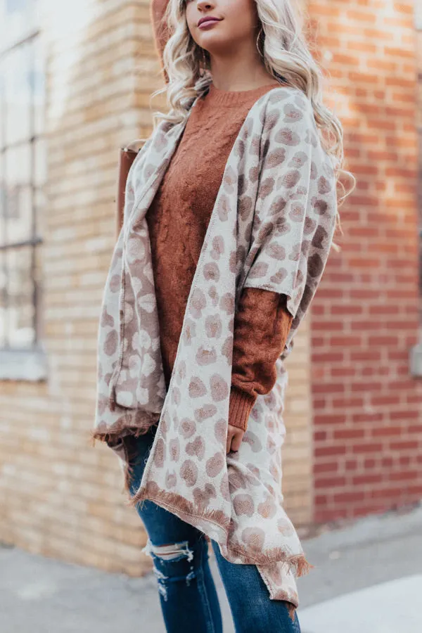 Layers Of Lovely Leopard Poncho in Iced latte