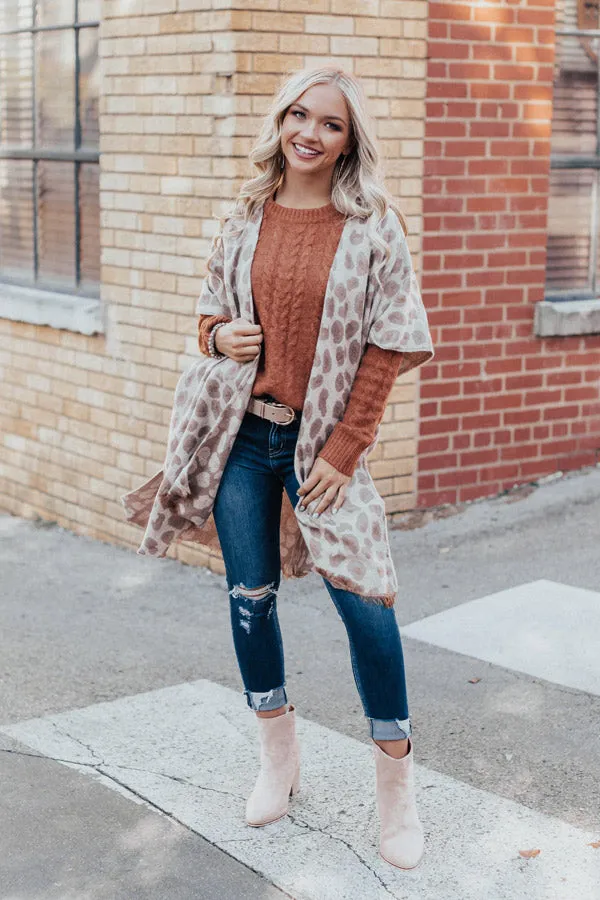 Layers Of Lovely Leopard Poncho in Iced latte