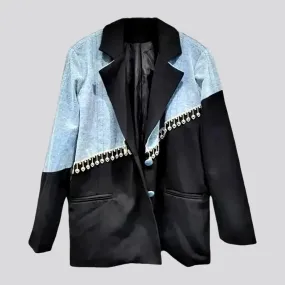 Light wash oversized women's jeans blazer jacket