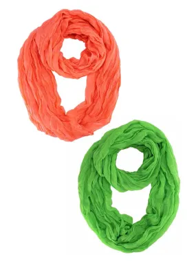 Lightweight Crinkled Circle Infinity Loop Scarf 2-Pack Set