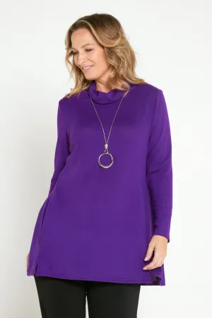 Lina Cowl Knit Tunic - Purple