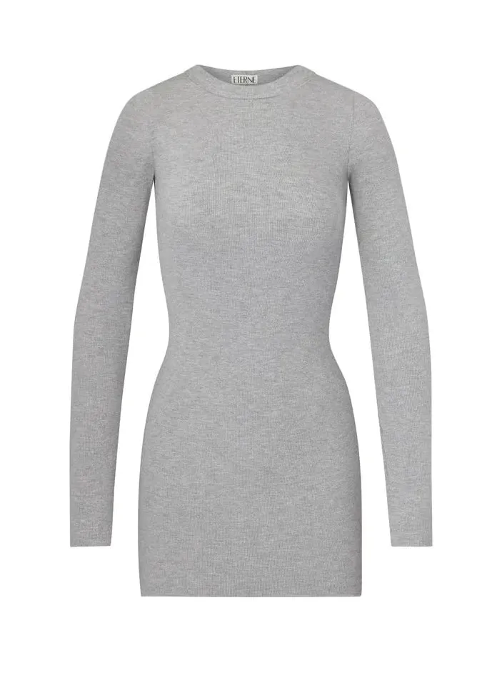 Long Sleeve Crewneck Dress Mini - Heather Grey