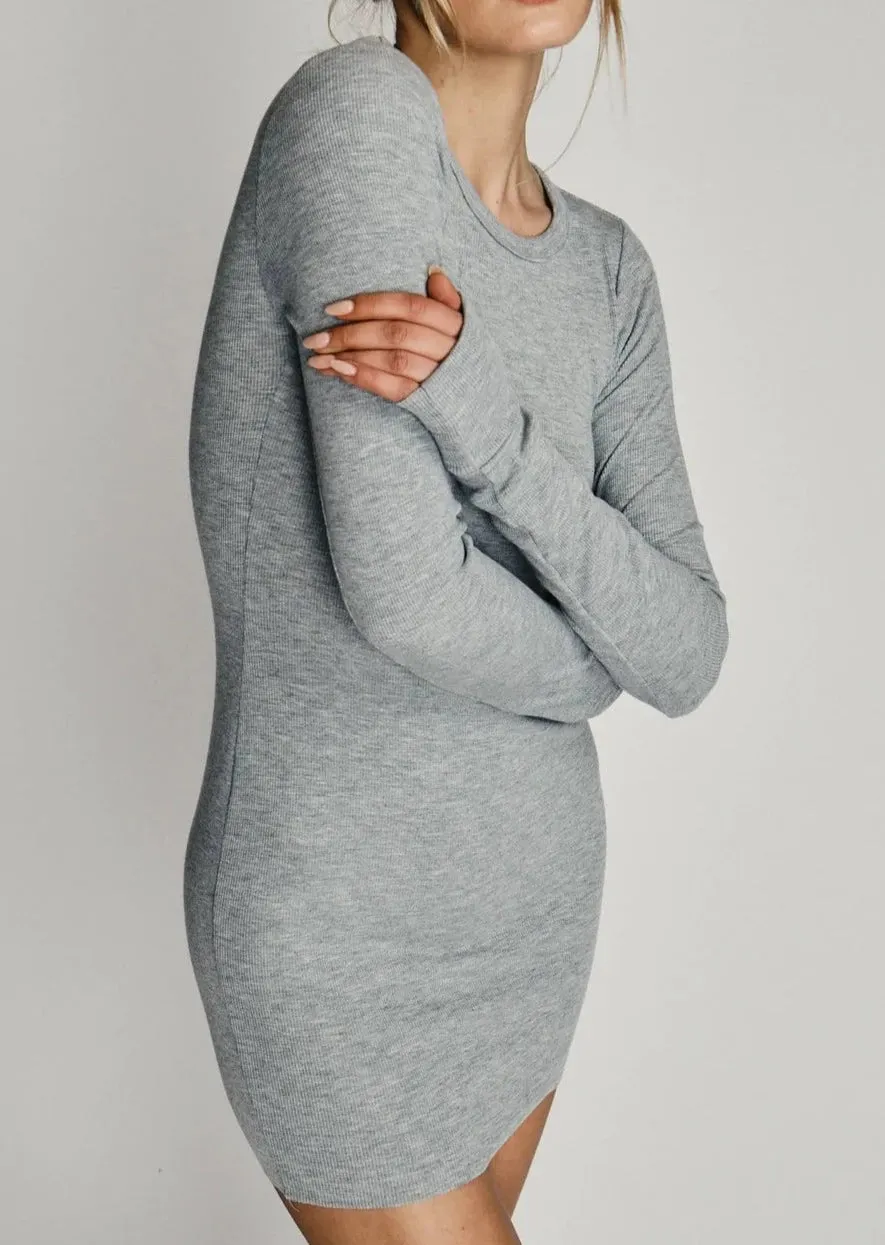 Long Sleeve Crewneck Dress Mini - Heather Grey