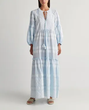 LONG TUNIC DRESS "HYDRA" LIGHT BLUE/WHITE