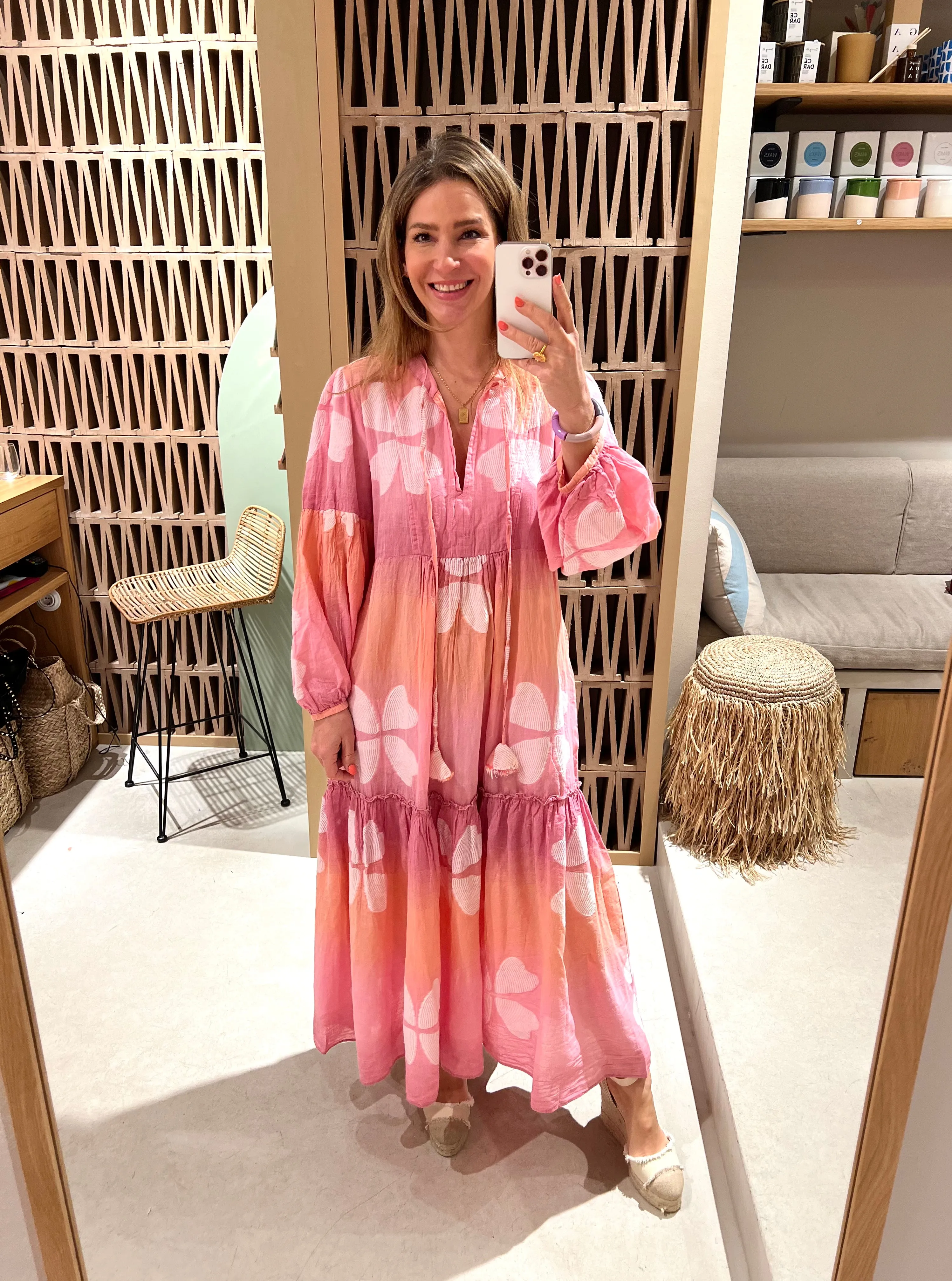 LONG TUNIC DRESS "MILOS" PINK/ORANGE