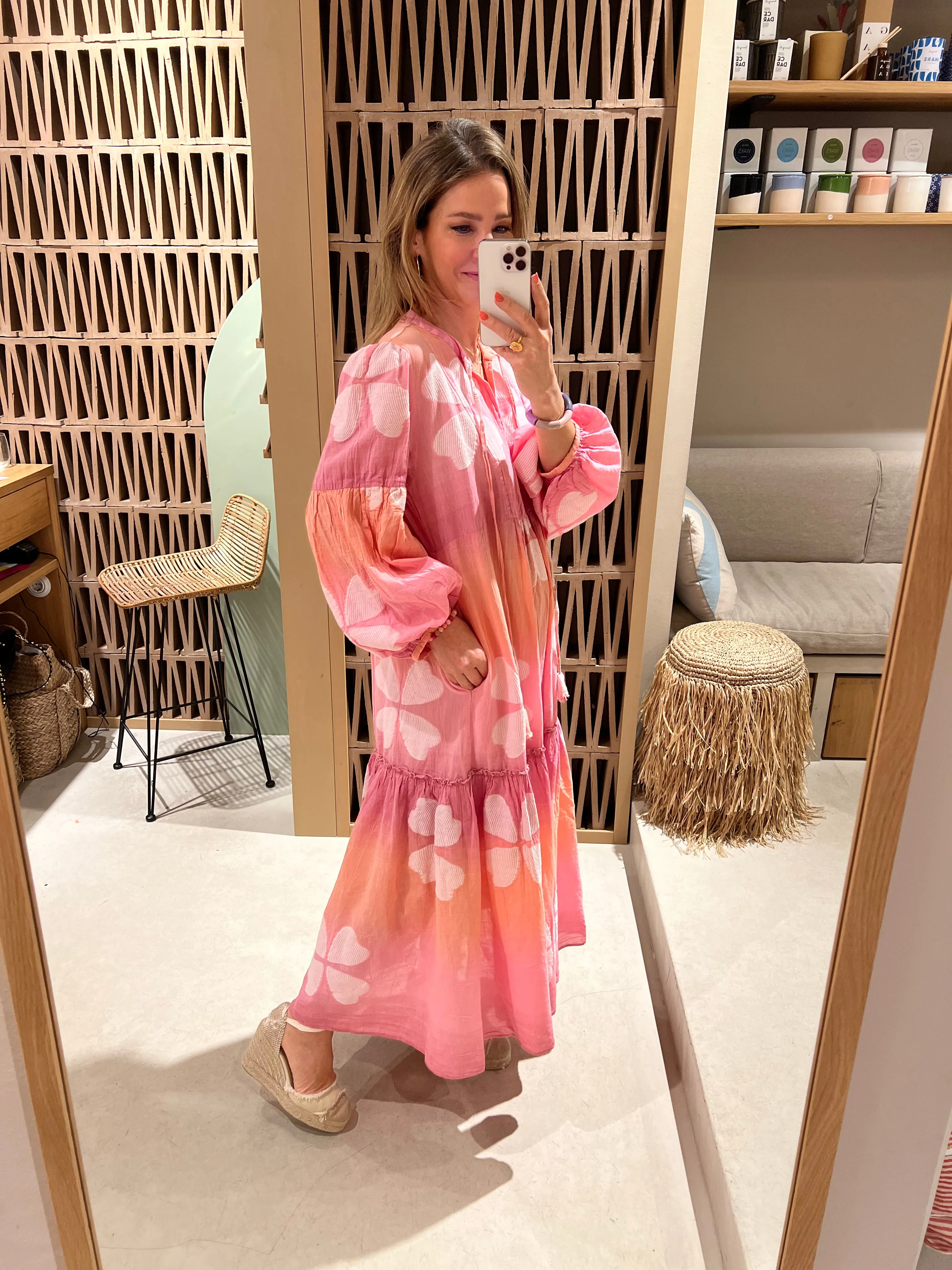 LONG TUNIC DRESS "MILOS" PINK/ORANGE