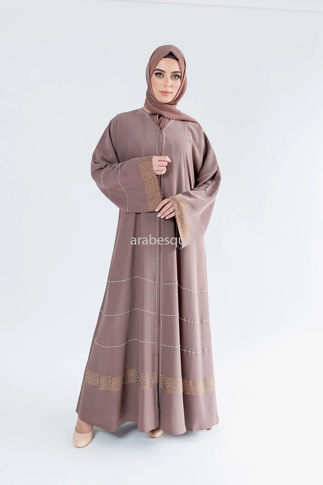 Luxury Nida Diamante Embellished Open Abaya