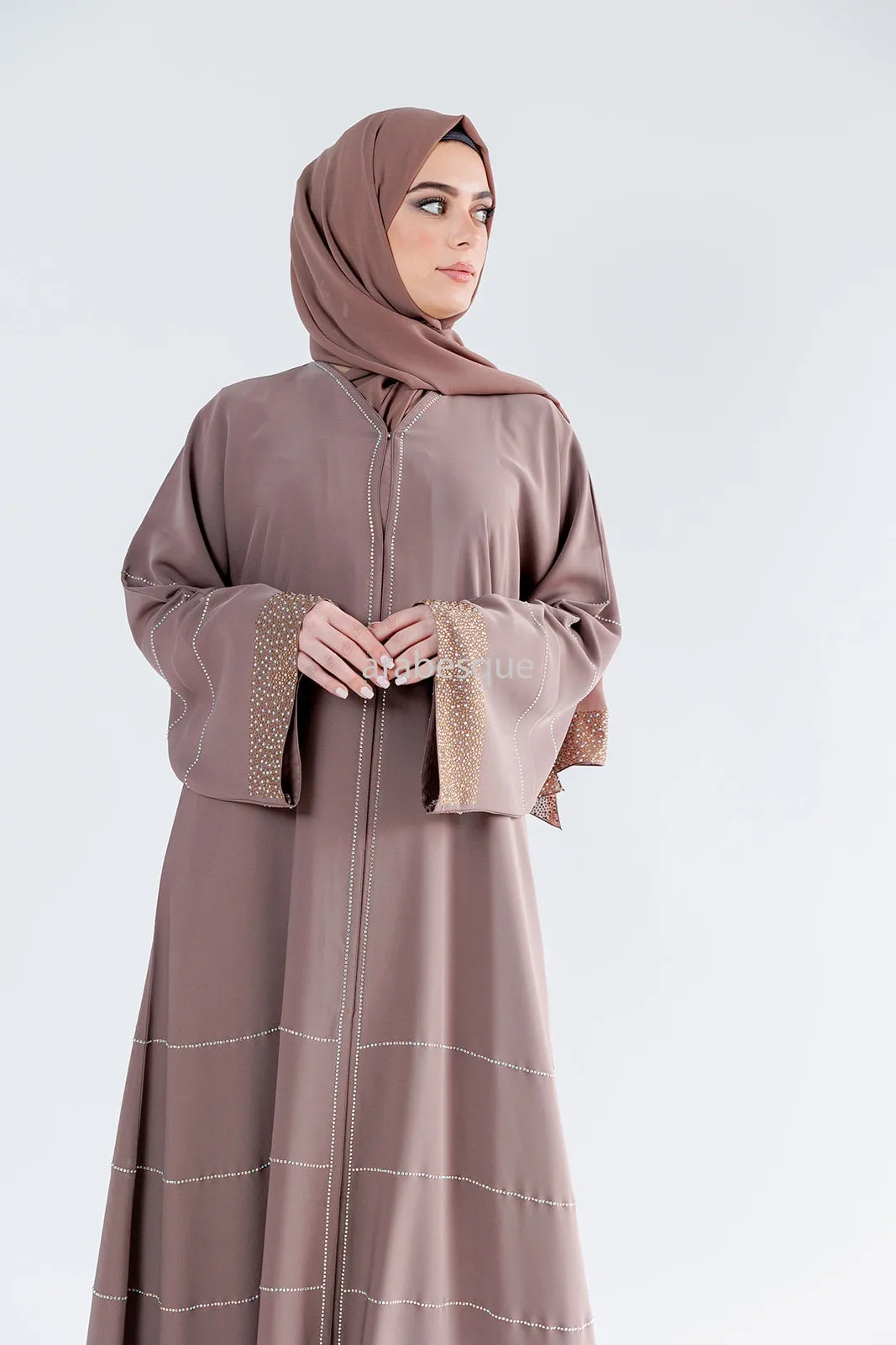 Luxury Nida Diamante Embellished Open Abaya