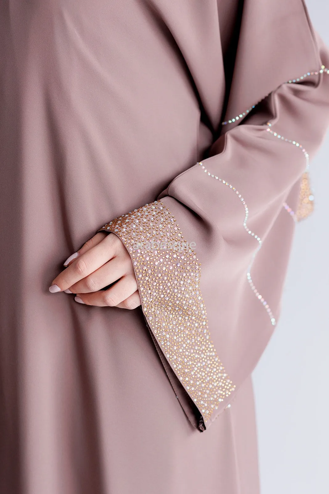 Luxury Nida Diamante Embellished Open Abaya