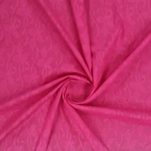 Magenta Pink Solid Jacquard Cotton Fabric Plain Weave 48 Inches