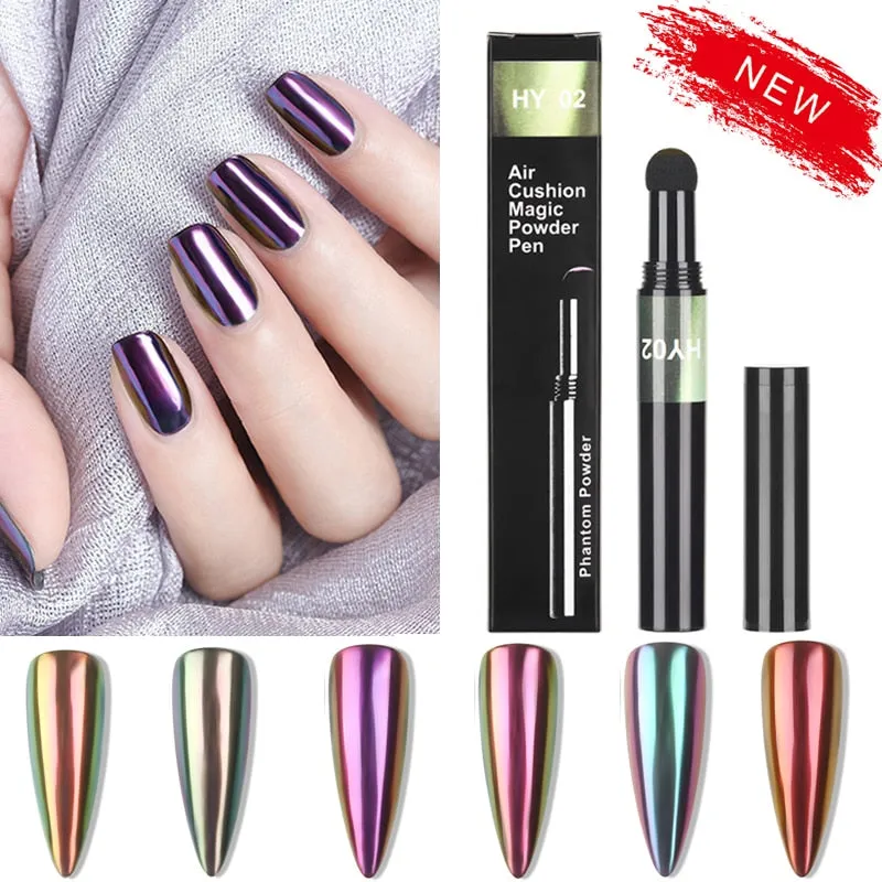 Magic Aurora Mirror Effect Gel Nail Color Pencil with Base Coat & Top Coat