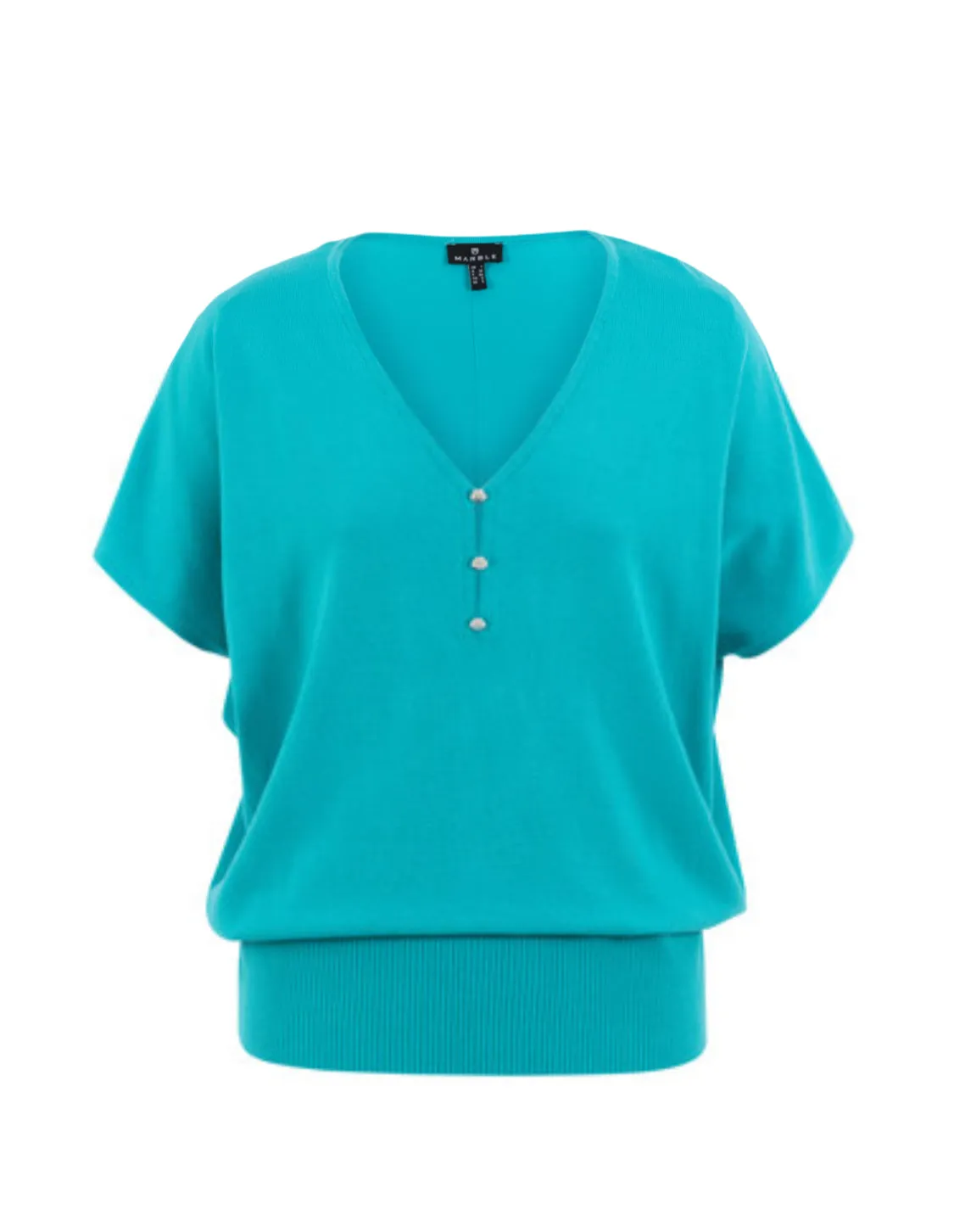 Marble 7327 Fine Knit V-Neck Button Detail Top (2 Colours)