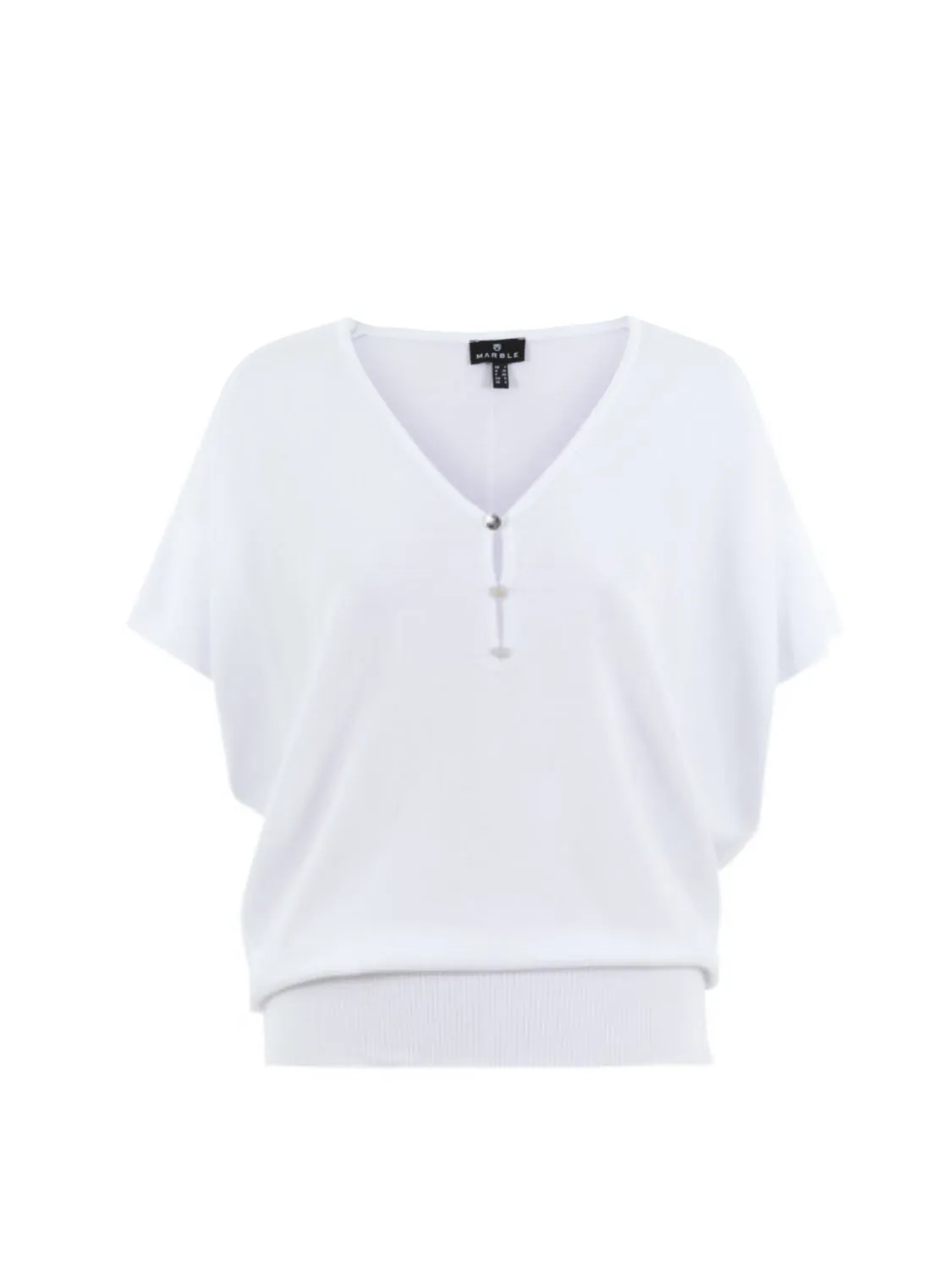 Marble 7327 Fine Knit V-Neck Button Detail Top (2 Colours)