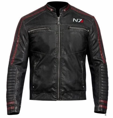 MASS EFFECT 3 - N7 COMMANDER SHEPARD STYLISH MOTORCYCLE LEATHER JACKET