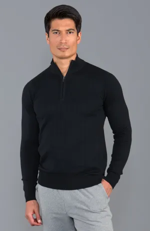 Mens Lightweight Cotton Zip Neck Jumper