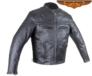 Men's Reflective Leather Concealed Carry Jacket