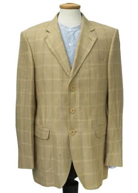 Men's Vintage 80s Aquascutum Cream Silk Linen Blazer • 40L