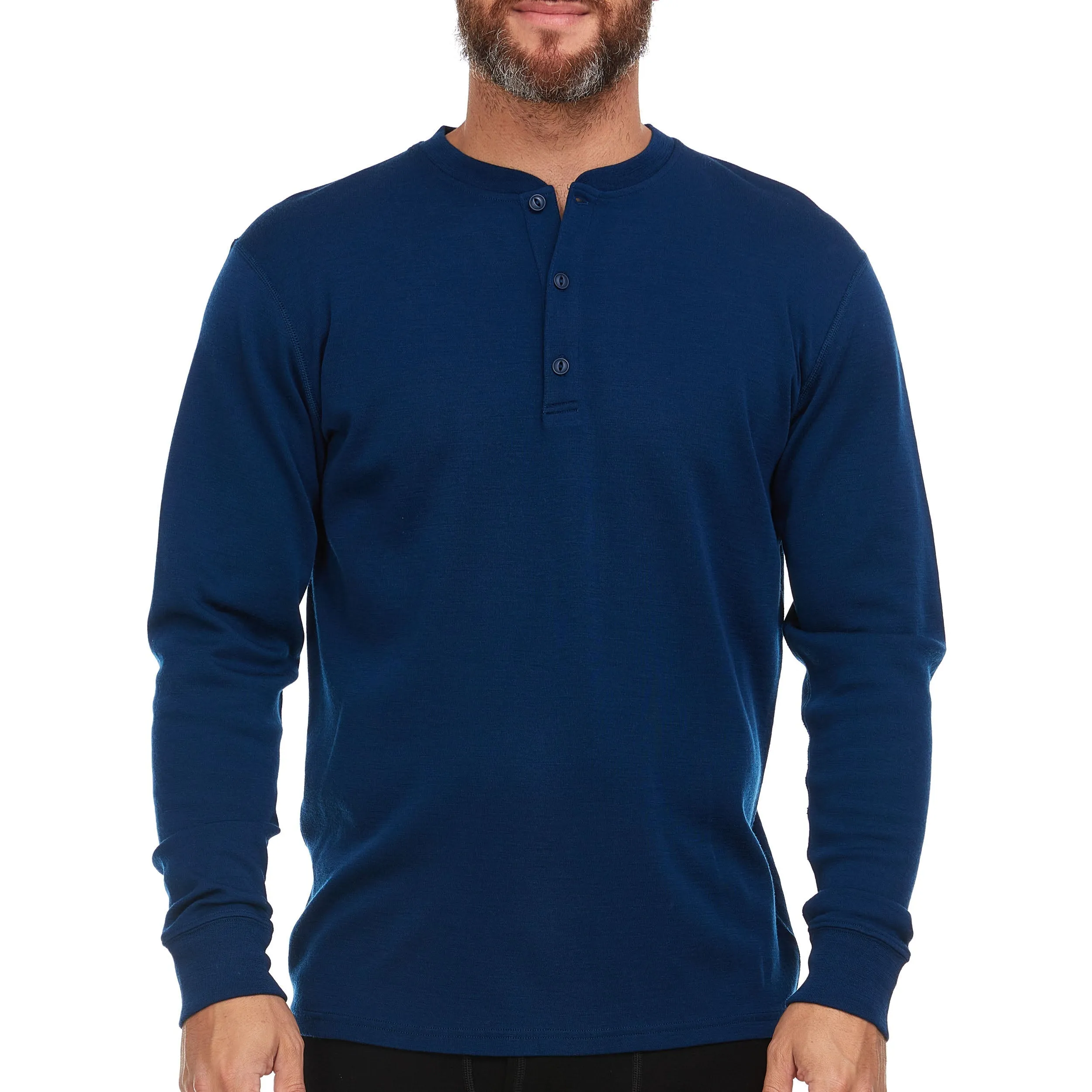 Midweight - Men's Long Sleeve Henley 100% Merino Wool