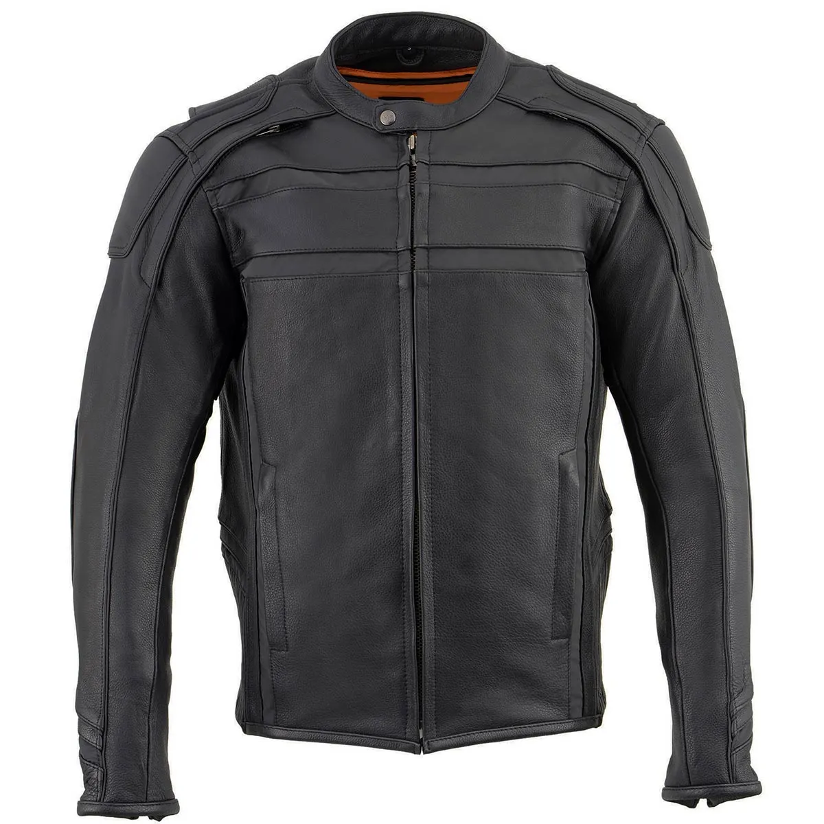 Milwaukee Leather ML2083 Men's Black Vented Reflective Leather Jacket