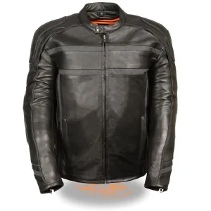 Milwaukee Leather ML2083 Men's Black Vented Reflective Leather Jacket