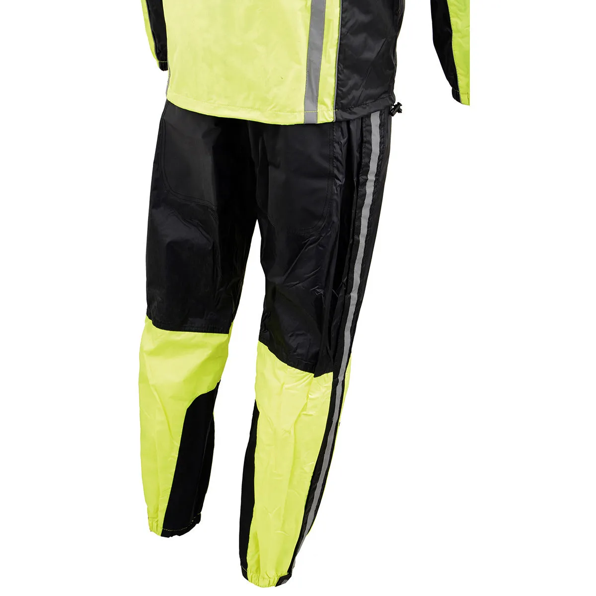 Milwaukee Leather MPM9510 Men's Black and Neon Green Motorcycle Water Resistant Rain Suit w/ Hi-Vis Reflective Tape