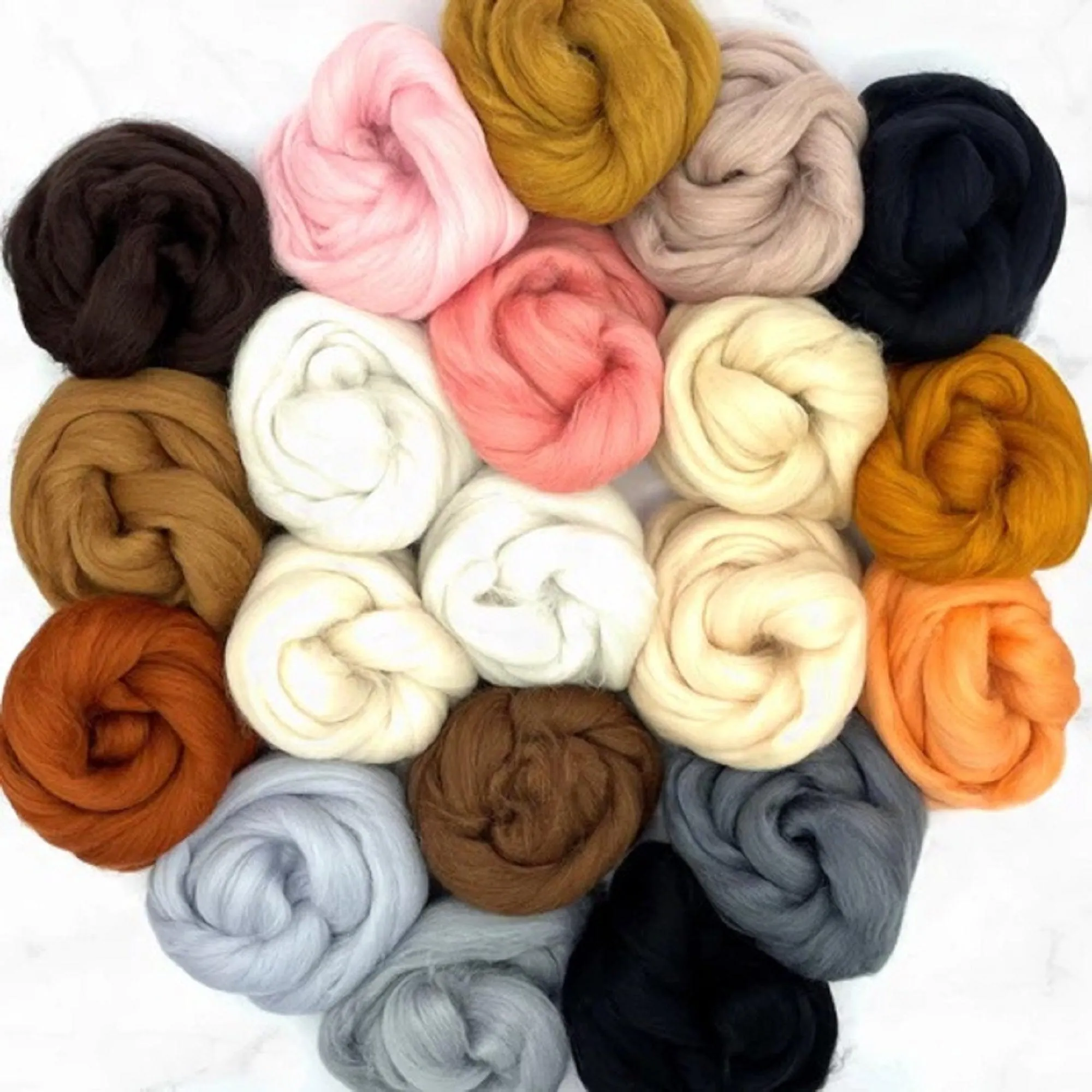 Mixed Merino Wool 20 Color Variety Pack | All Creatures (Naturals) 500 Grams, 23 Micron