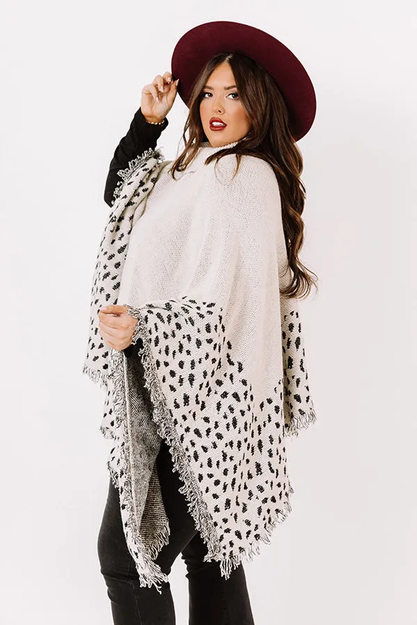 Mountain Mornings Leopard Poncho In Ivory Curves