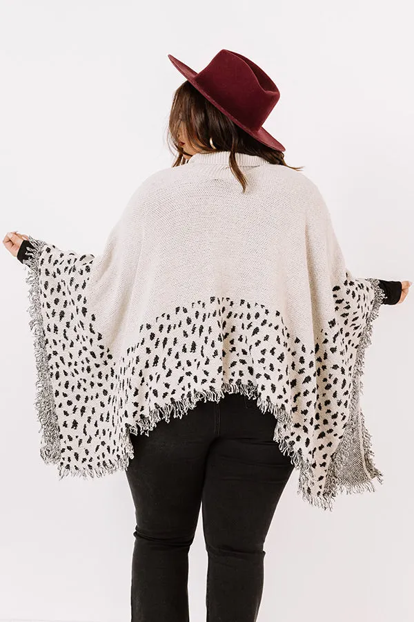 Mountain Mornings Leopard Poncho In Ivory Curves