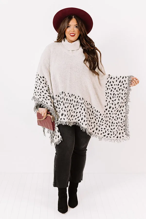 Mountain Mornings Leopard Poncho In Ivory Curves