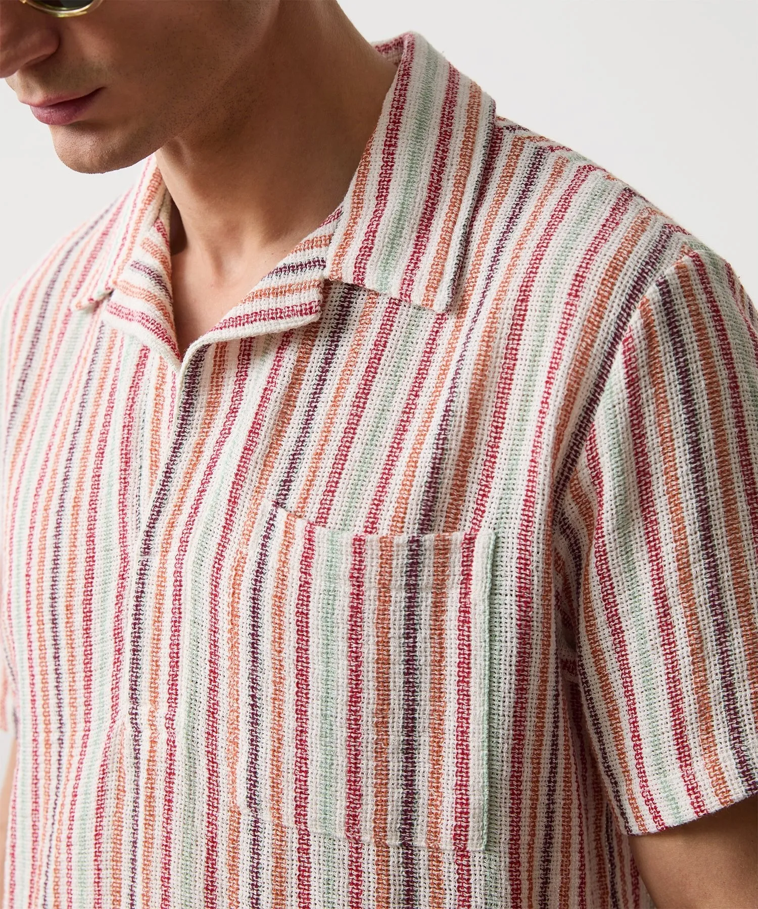 Multi-Stripe Polo in Tuscan Terracotta