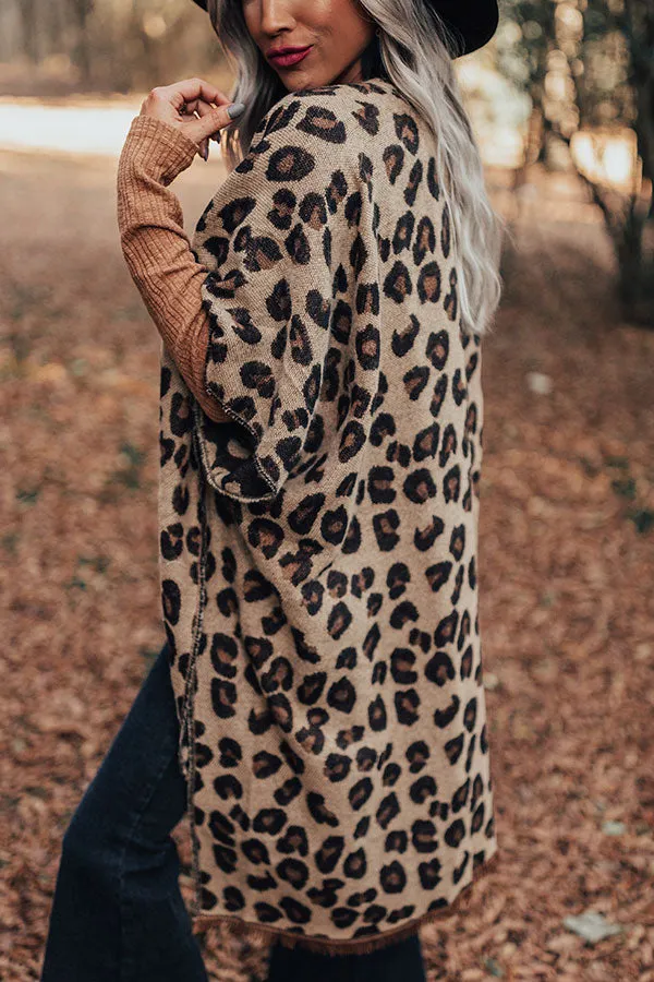 Mutual Attraction Leopard Poncho In Beige