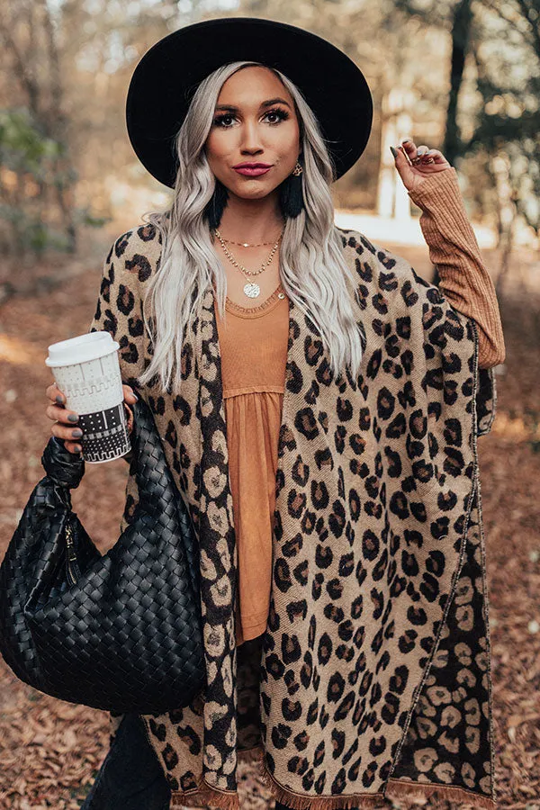 Mutual Attraction Leopard Poncho In Beige