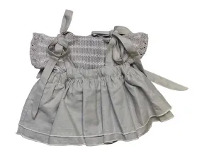 NC Taupe Stripe Ruffle Romper Set