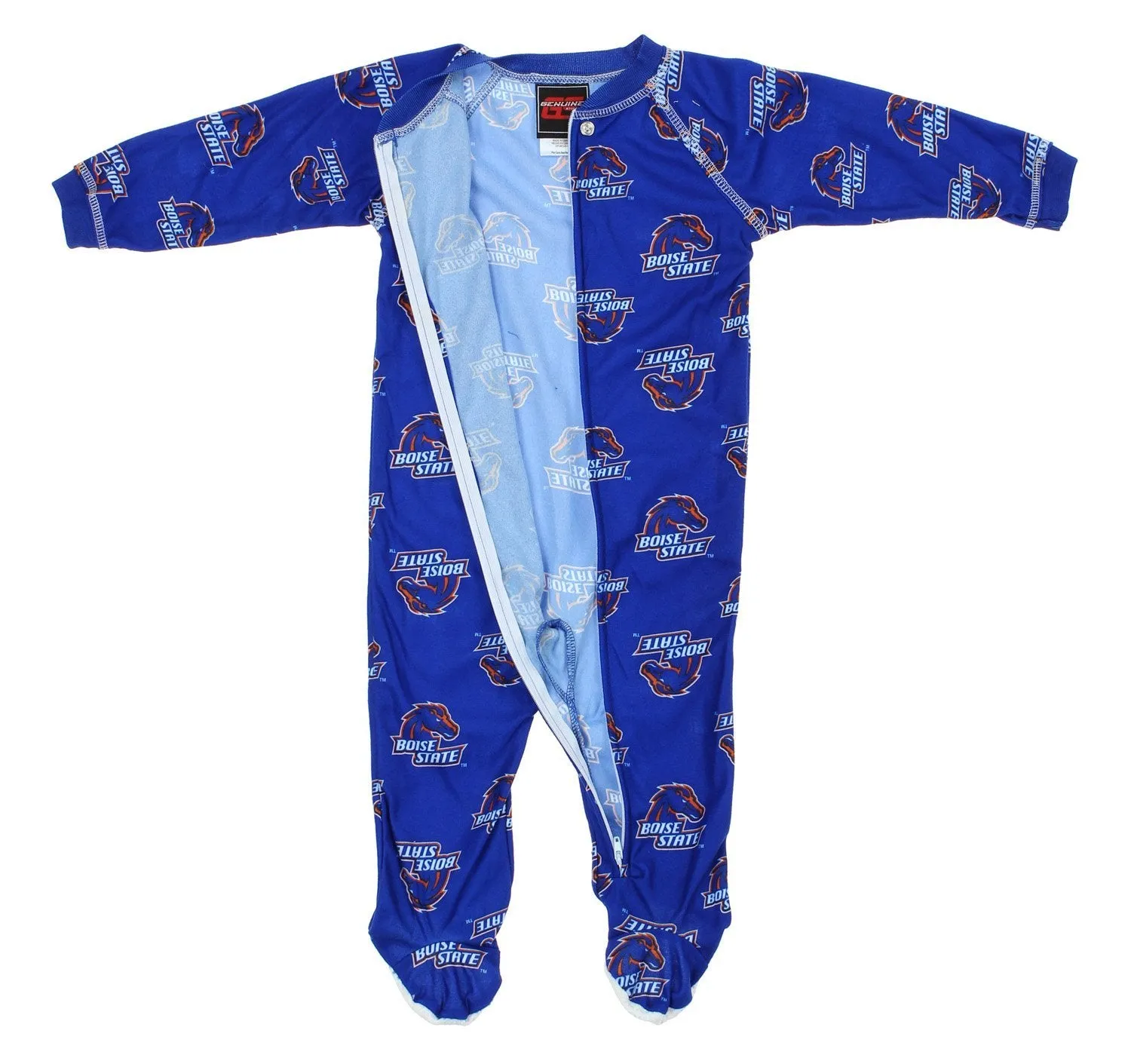 NCAA Infant Boise State Broncos Raglan Zip-up Coverall Sleeper, 2 Logo Options