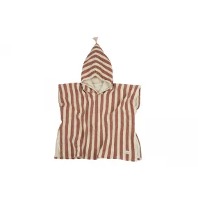 nobodinoz Portofino Poncho 3-6 Years Rusty Red Stripes