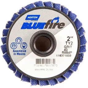 Norton 2 In. BlueFire Plastic Flat Mini Flap Disc Type II T27 P40 Grit R884P1 ZA 10 Count