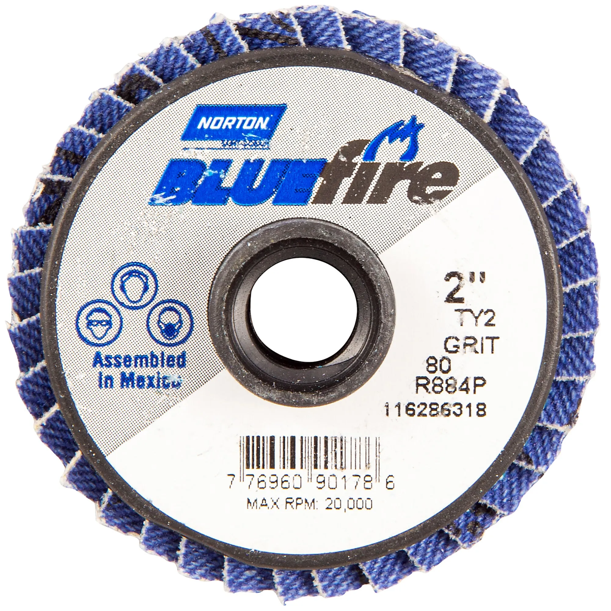 Norton 2 In. BlueFire Plastic Flat Mini Flap Disc Type II T27 P80 Grit R884P1 ZA 10 Count