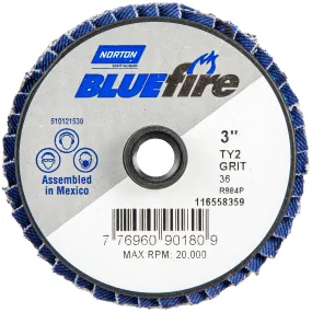 Norton 3 In. BlueFire Plastic Flat Mini Flap Disc Type II T27 P36 Grit R884P1 ZA 10 Count