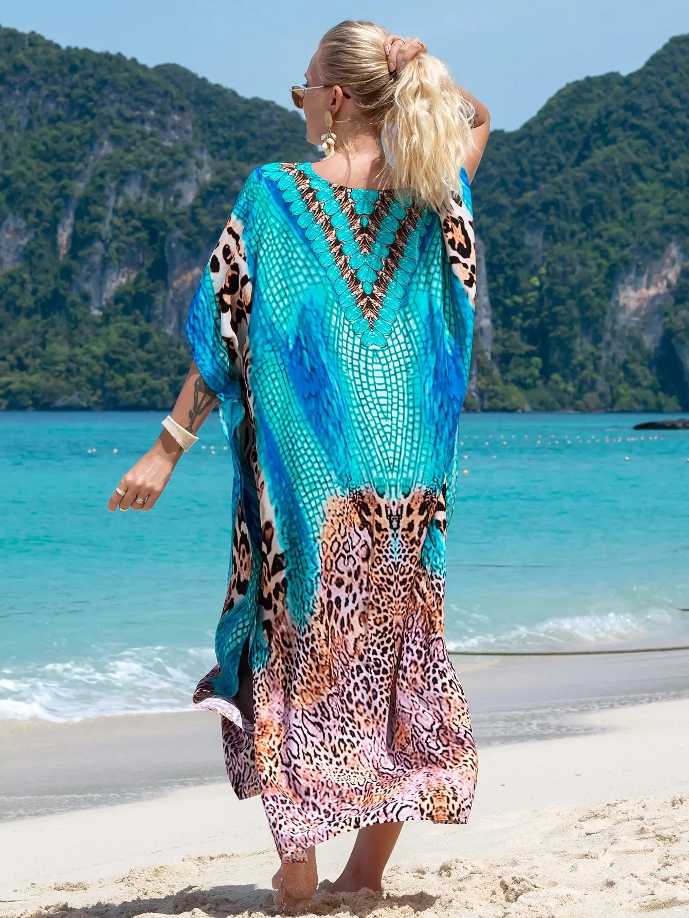 Ocean Boho Blue Printed Kaftan