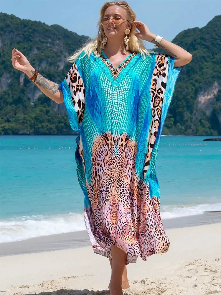 Ocean Boho Blue Printed Kaftan