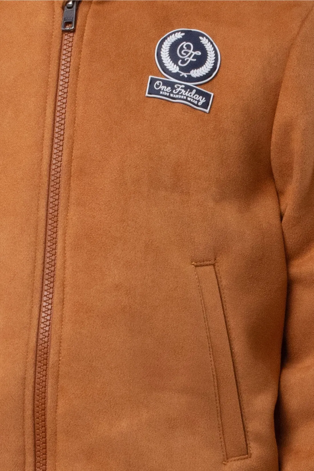 One Friday Kids Boys Orange Chinese Collar Jacket