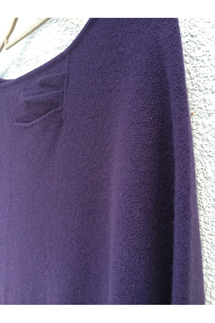 One sleeve Cashmere poncho in Aubergine