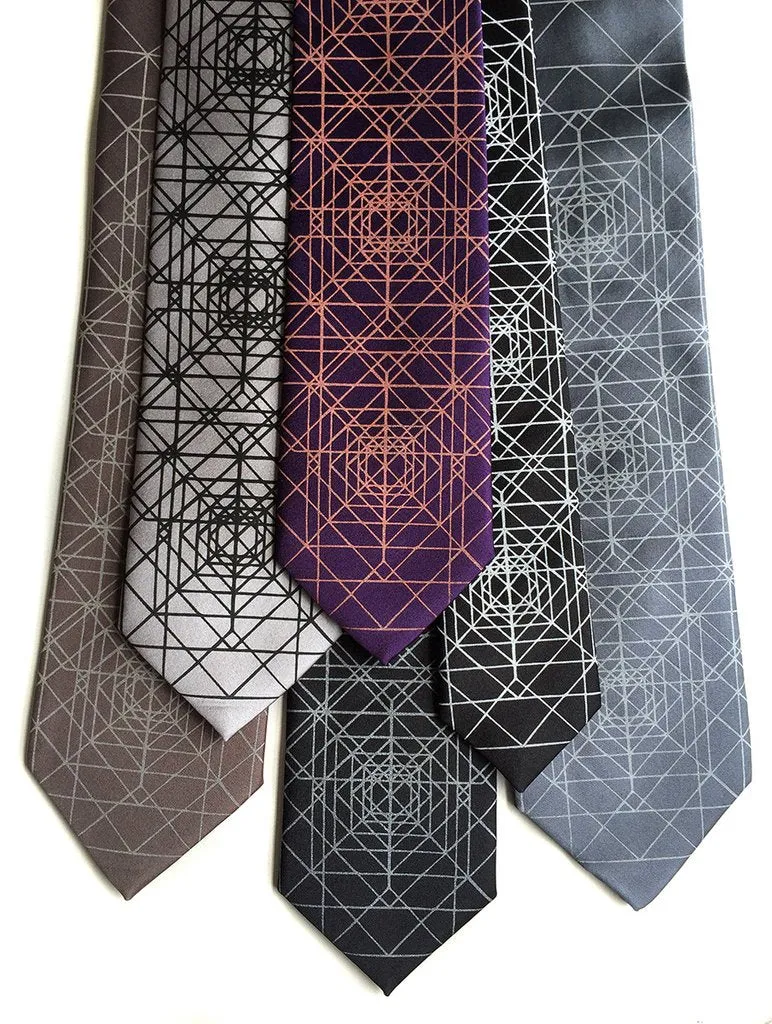 Op Art Triangles Necktie, Geometric Print Tie