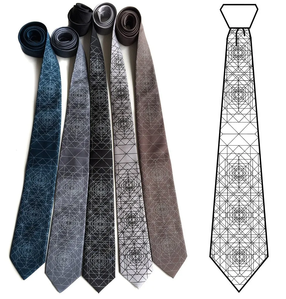 Op Art Triangles Necktie, Geometric Print Tie