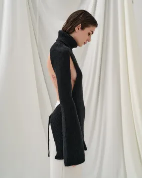 Open back and sides rib sweater