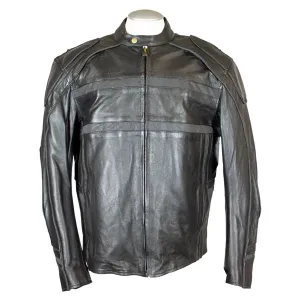 Open Road Men's Reflective Piping Leather Motorcycle Jacket