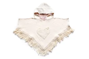 Organic Cotton Fringe Heart Pocket Poncho