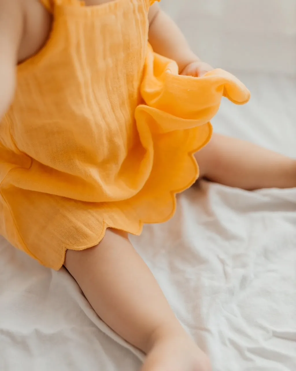 Organic Muslin Tunic Top and Bloomer Bottom Set in Saffron