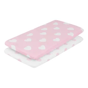 Pink/White Hearts and Dots 2 Pack Girls Cradle Sheet Set